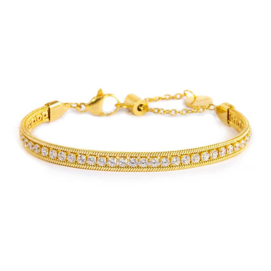 Bracciale Marlù tennis zirconi baguette catena snake squadrata oro