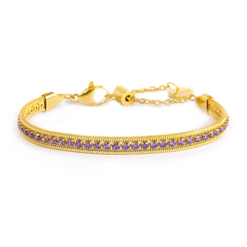 Bracciale Marlù tennis zirconi baguette catena snake squadrata oro