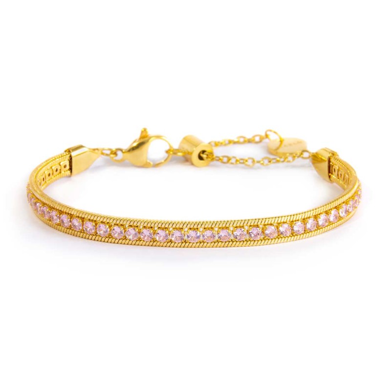 Bracciale Marlù tennis zirconi baguette catena snake squadrata oro