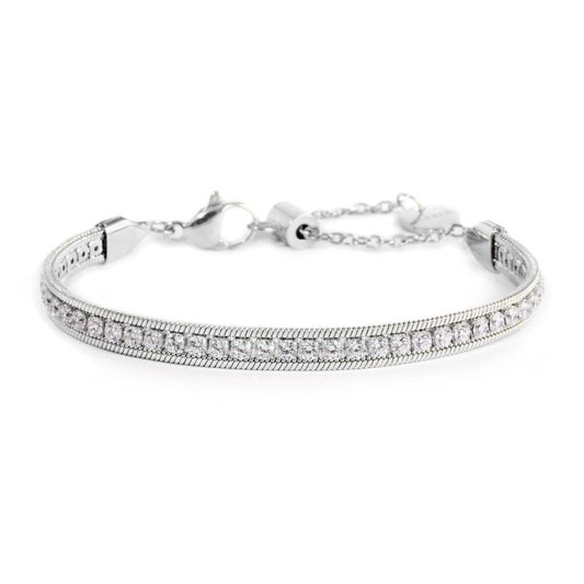 Bracciale Marlù tennis zirconi baguette catena snake squadrata acciaio