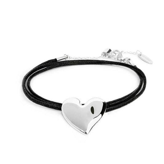 Bracciale Marlù triplo filo con cordino cerato con cuore irregolare Acciaio