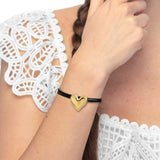 Bracciale Marlù triplo filo con cordino cerato con cuore irregolare oro - 2