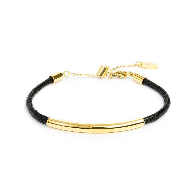 Bracciale Marlù triplo filo con cordino cerato con tubolare centrale Oro