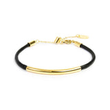 Bracciale Marlù triplo filo con cordino cerato con tubolare centrale Oro - 1
