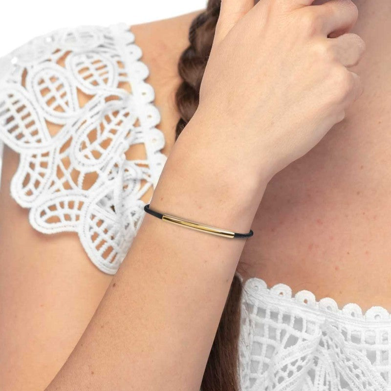 Bracciale Marlù triplo filo con cordino cerato con tubolare centrale Oro