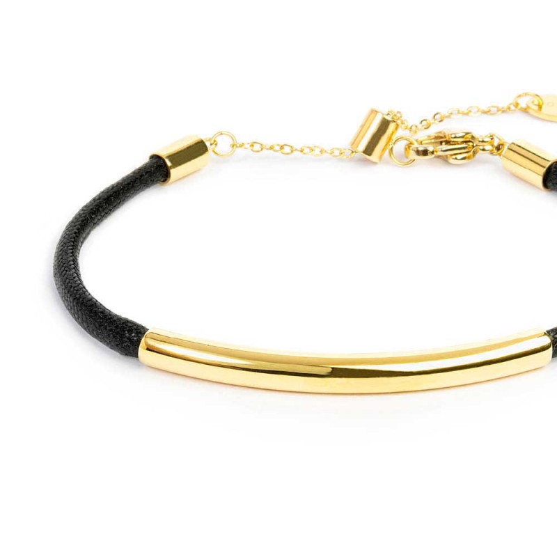 Bracciale Marlù triplo filo con cordino cerato con tubolare centrale Oro