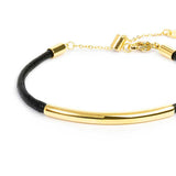 Bracciale Marlù triplo filo con cordino cerato con tubolare centrale Oro - 3