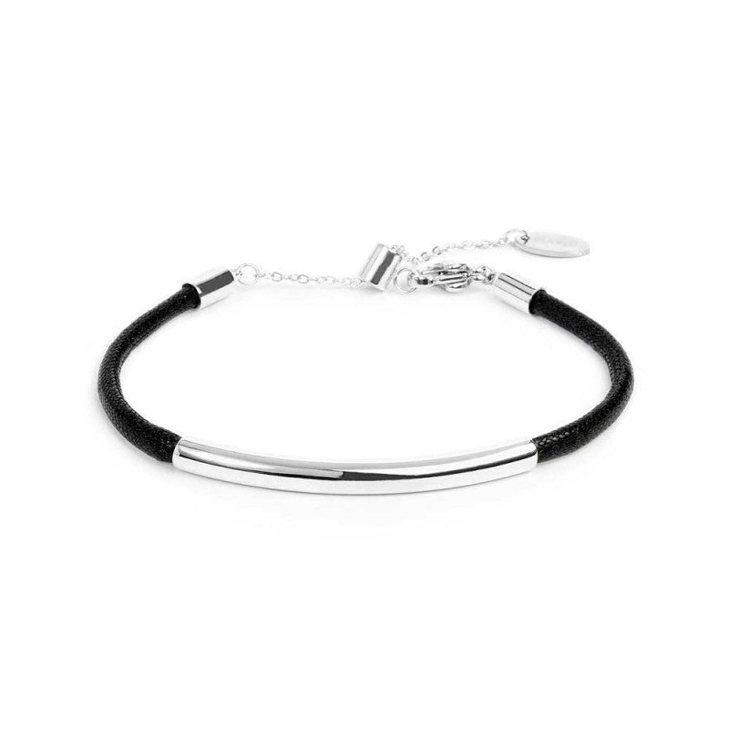 Bracciale Marlù triplo filo con cordino cerato con tubolare centrale Acciaio