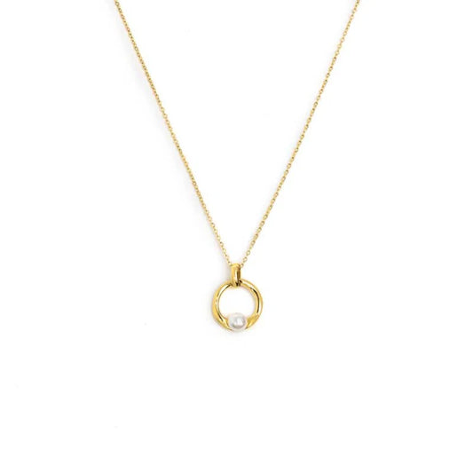 Collana Marlù catena con centrale a forma organica con perla oro