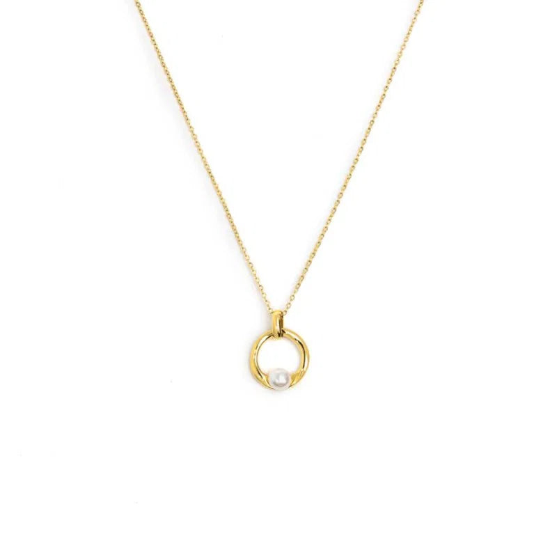 Collana Marlù catena con centrale a forma organica con perla oro