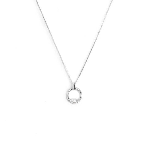 Collana Marlù catena con centrale a forma organica con perla acciaio