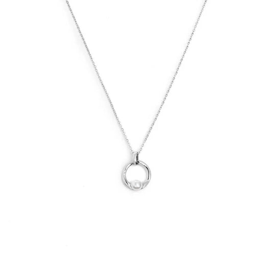 Collana Marlù catena con centrale a forma organica con perla acciaio