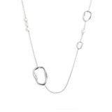 Collana Marlù catena con tre elementi di diverse dimensioni a forma organica e perle acciaio - 1