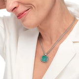 Collana catena grumetta con piastrina quadrata pendente - 3