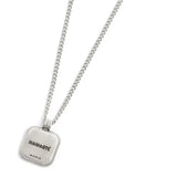 Collana catena grumetta con piastrina quadrata pendente - 4