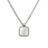 Collana catena grumetta con piastrina quadrata pendente - 2