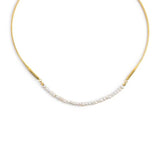 Collana Marlù centrale con perle e elementi semi rigidi tubolari twisted oro - 1