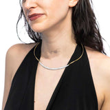 Collana Marlù centrale con perle e elementi semi rigidi tubolari twisted oro - 2