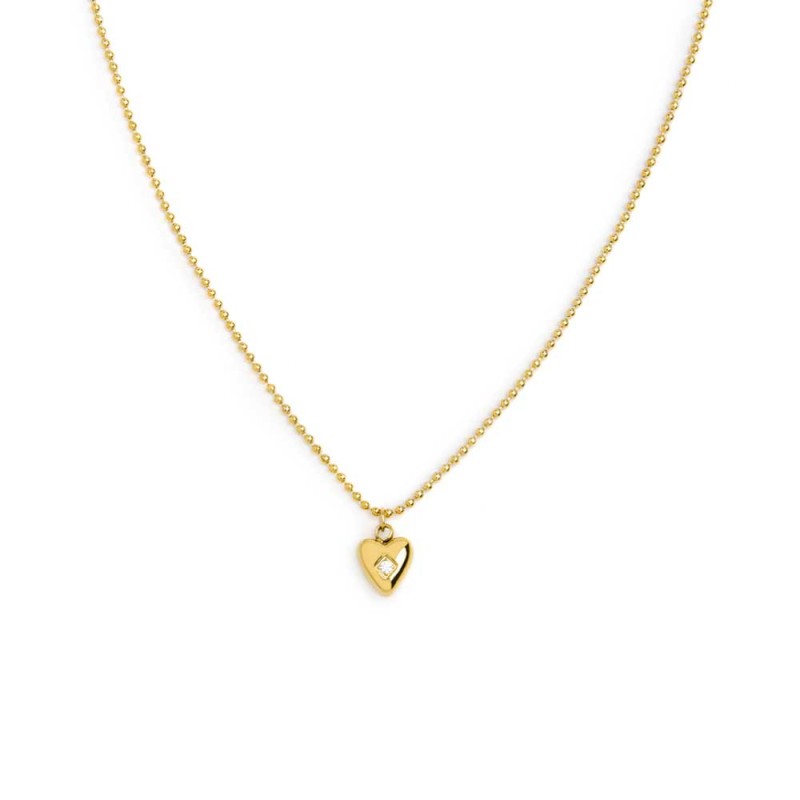Collana Marlù con cuore centrale con zircone oro