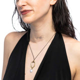 Collana Marlù cordino con pendente a forma organica con perla oro - 2