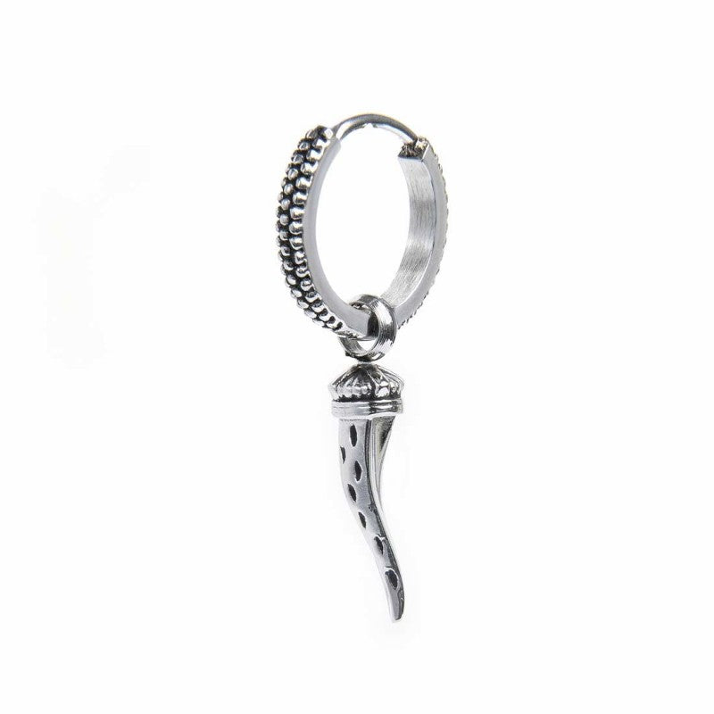 Orecchino Marlù a cerchio con corno pendente