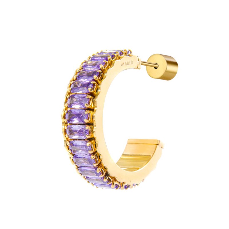 Orecchino Marlù a cerchio tennis zirconi baguette