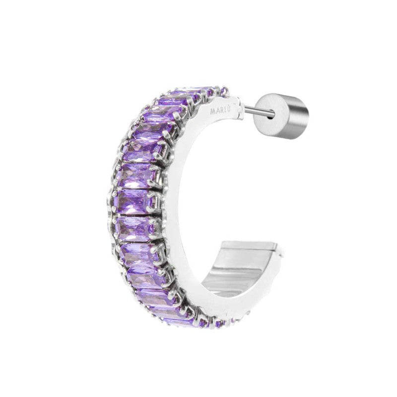 Orecchino Marlù a cerchio tennis zirconi baguette