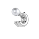 Orecchino mono Marlù a lobo a cerchietto doppio 1,5cm con chiusura perla acciaio - 2