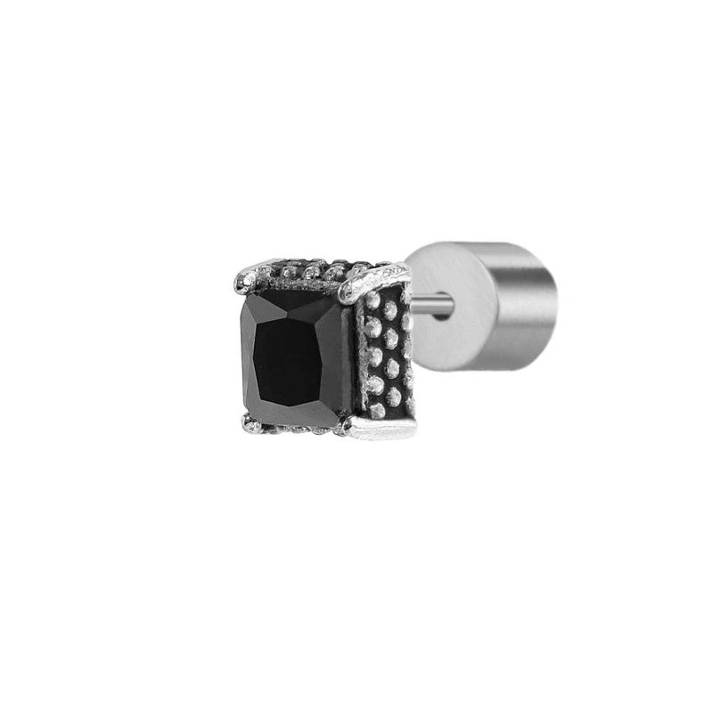 Orecchino Marlù a lobo con zircone nero quadrato 0,34mm