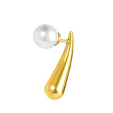 Orecchino mono Marlù a lobo goccia 2,2 cm con chiusura perla oro - 2