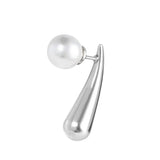 Orecchino mono Marlù a lobo goccia 2,2 cm con chiusura perla acciaio - 2