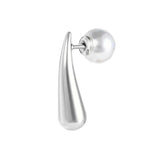 Orecchino mono Marlù a lobo goccia 2,2 cm con chiusura perla acciaio - 1