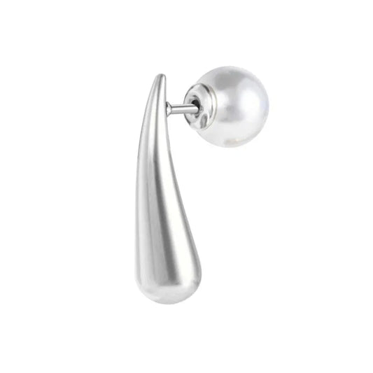 Orecchino mono Marlù a lobo goccia 2,2 cm con chiusura perla acciaio