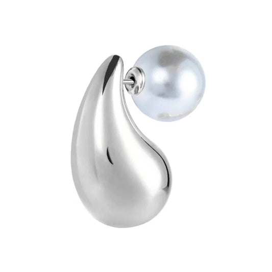 Orecchino mono Marlù a lobo goccia 2,6 cm con chiusura perla acciaio