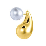 Orecchino mono Marlù a lobo goccia 2,6 cm con chiusura perla oro - 2