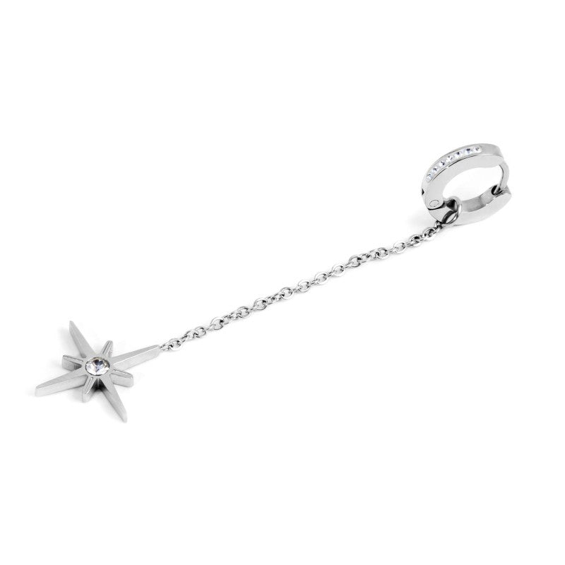 Orecchino Marlù cerchio pendente rosa dei venti acciaio