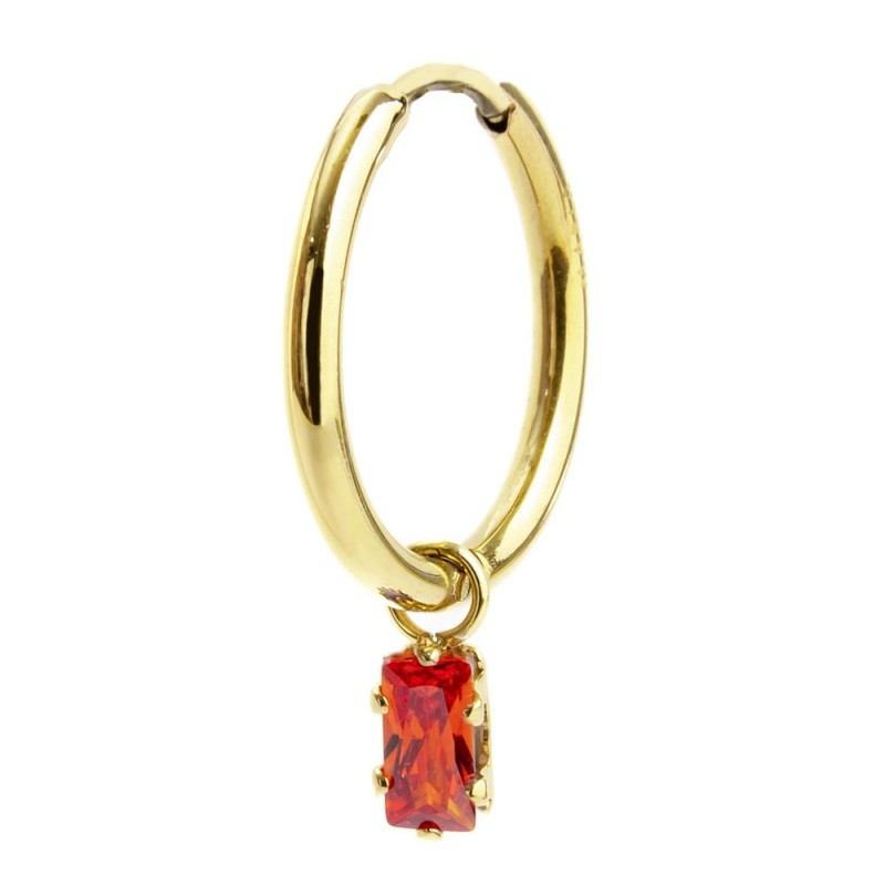 Orecchino Marlù a cerchio con zircone baguette