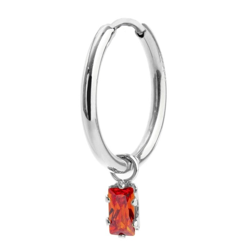 Orecchino Marlù a cerchio con zircone baguette