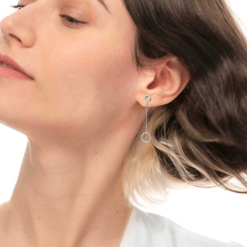 Orecchino Marlù pendente cerchi con zirconi bianchi