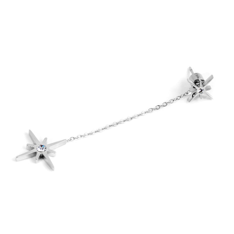 Orecchino Marlù rosa dei venti con pendente rosa dei venti acciaio